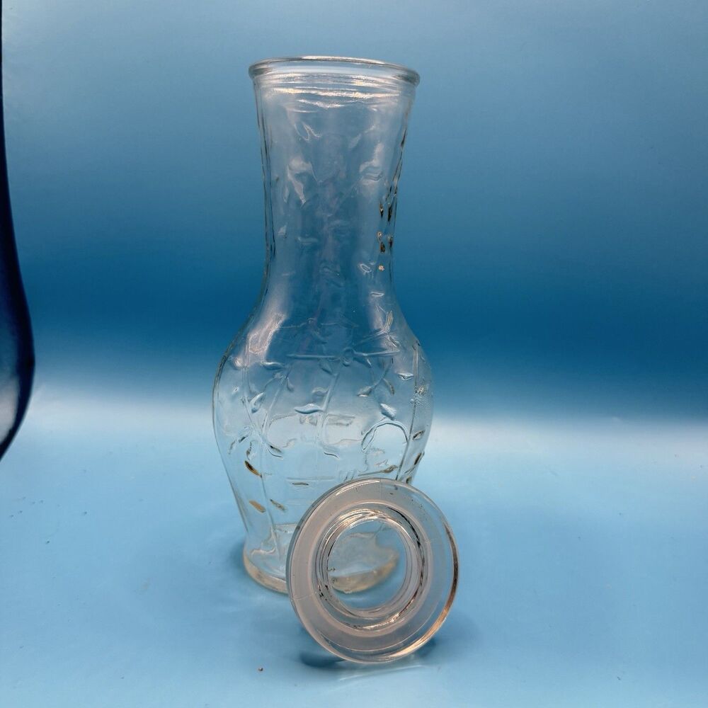 Vintage Good Seasons Glass Salad Dressing Cruet Carafe w/ Lid Embossed 7.5”